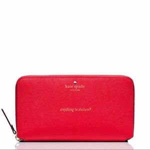 Kate ♠️ Spade ✨EUC✨❤️RARE❤️Red Continental ❤️Jet Set✨Zip Around✨Passport Wallet✨